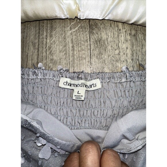 Charmed Hearts Floral Embroidered Sheer Puff Sleeve Top Sku5 - Picture 4 of 5